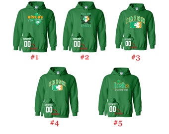 Customized St Patrick's Sweaters Fun Party St Patty's Pullover Hoodies Irish Day Hoodie St Patrick St Patty Custom Name and Number on Back
