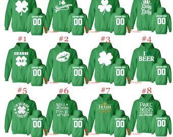 St Patrick's Sweaters Fun Party St Patty's Pullover Hoodies Irish Day Hoodie St Patrick St Patty Customized Name and Number on Back