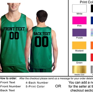 Personalized Basketball Jersey Team Shirts Name Number Customized Basketball Tee Custom Jersey Classic Mesh Reversible Jersey Tank Adult image 4