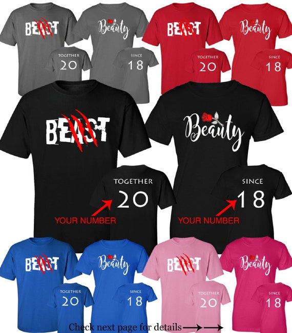 Beauty And Beast Customizable White Couple T-shirts