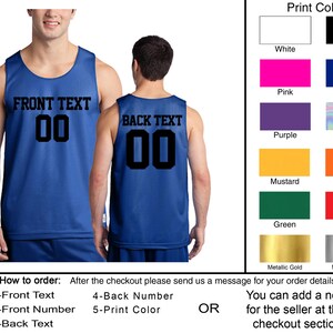 Personalized Basketball Jersey Team Shirts Name Number Customized Basketball Tee Custom Jersey Classic Mesh Reversible Jersey Tank Adult image 6