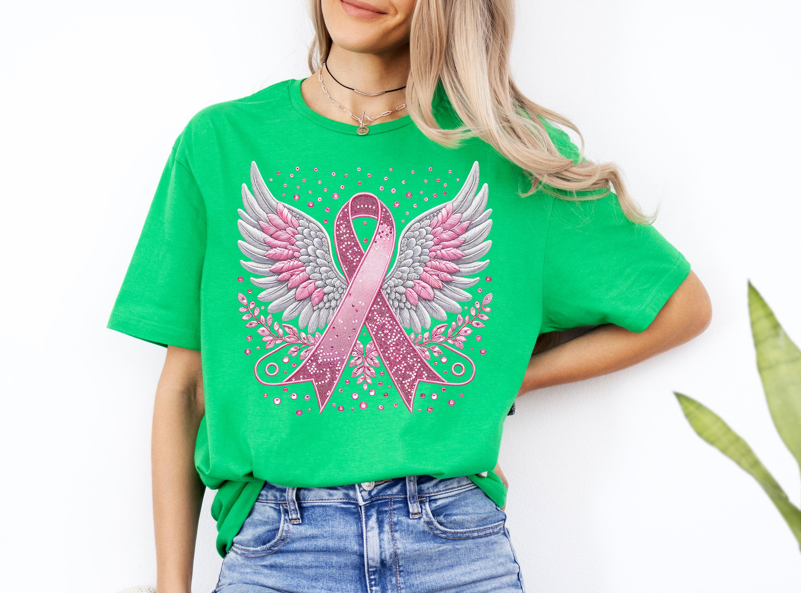 Pink Ribbon Angel Wings Shirt: Breast Cancer Awareness Support Tee - Etsy  Sweden