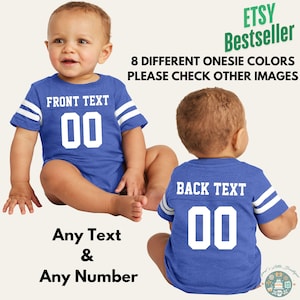 Maillot de football personnalisé pour bébé | Nom et numéro de maillot d'équipe | Tailles nouveau-né NB-24 M | Cadeau parfait pour bébé | Jersey personnalisé | Bébé personnalisé