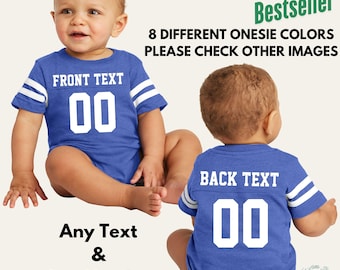 Angepasstes Säuglings-Fußballtrikot | Name & Nummer Team-Shirts | Neugeborene Größen NB-24 M | Perfektes Baby-Geschenk | Benutzerdefinierte Jersey | Personalisiertes Baby