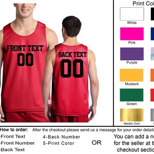 Personalized Basketball Jersey Team Shirts Name Number Customized Basketball Tee Custom Jersey Classic Mesh Reversible Jersey Tank Adult image 5