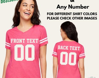 Personalisierte Fußball Jersey-Team-Shirts für Frauen Name Anzahl Individueller Name und Nummer-T-Shirt Kundenspezifisches Jersey-Erwachsen-Damen-Shirt