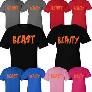 Halloween Beauty Beast Couple Matching Shirts His and Hers Boyfriend Girlfriend Matching Love Beauty Beast Shirts Comes as a Set (2 shirts)