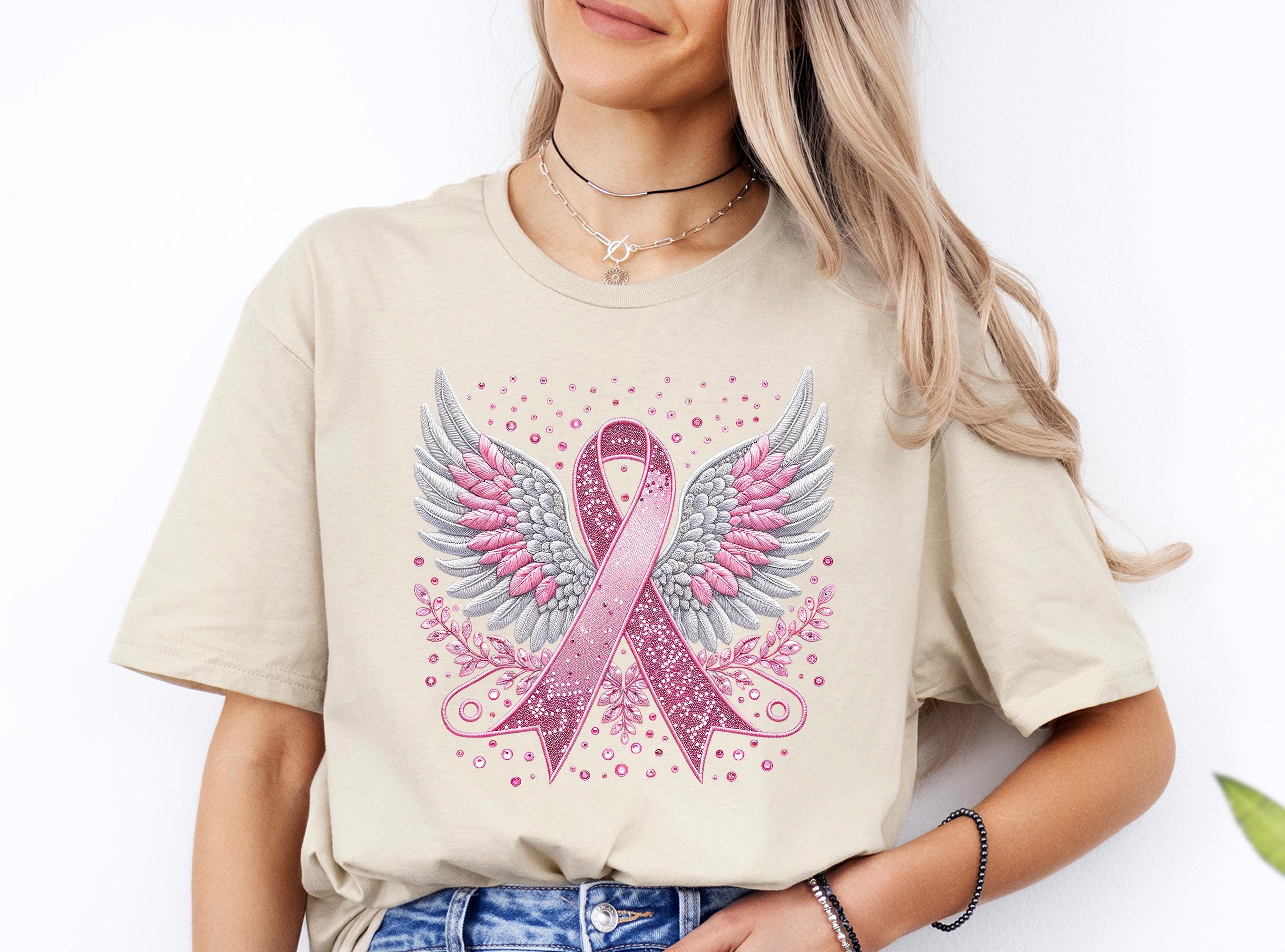 Pink Ribbon Angel Wings Shirt: Breast Cancer Awareness Support Tee - Etsy  Sweden