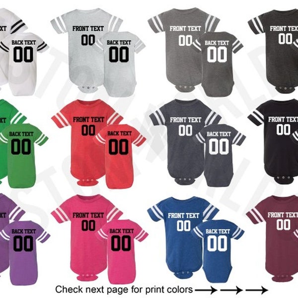 Customized Infant Football Jersey Team Shirts Name Number Customized Name and Number Tee Custom Jersey Kids Newborn Sizes  NB-24M Shirts