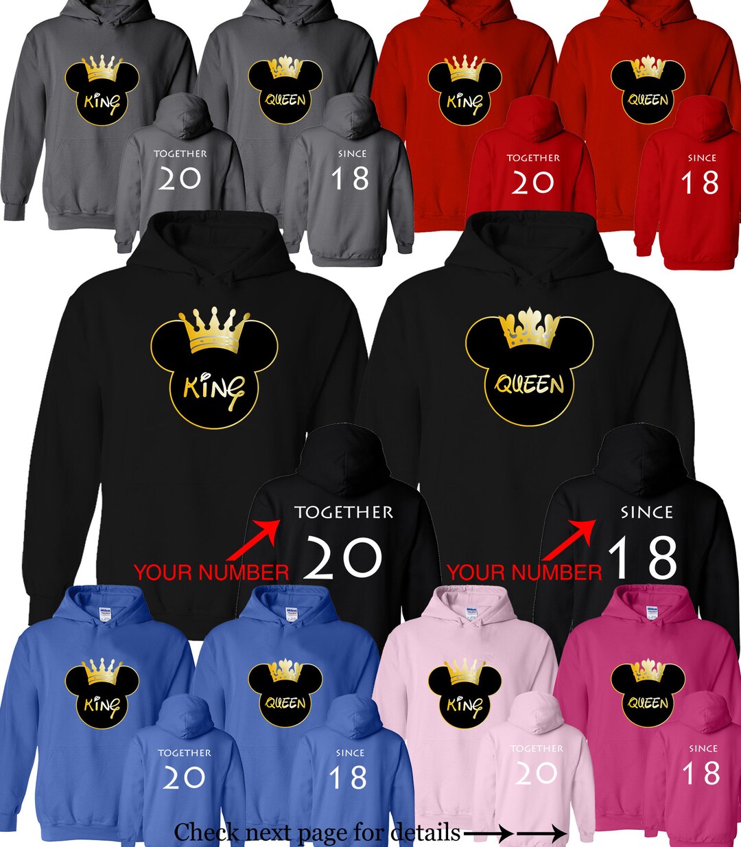King Queen pareja personalizada a juego sudadera con capucha Pullover juntos desde personalizar ano novio novia sudaderas vienen como un conjunto 2 sudaderas Etsy Mexico
