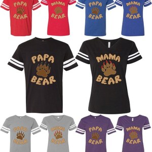 Mama Bear Papa Bear Matching Couple Shirts: Jersey Style Tee Set