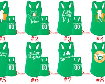 St. Patricks Day Women Tank Top Ladies Shirts Customized Name and Number St Patrick Tshirt Irish Day Shirts St Patty's Tanks 8 Designs