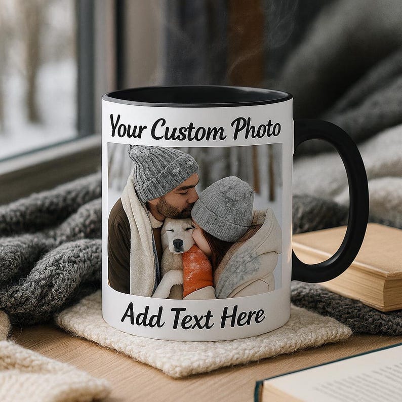 Mug personnalisé Mug personnalisé avec photo et texte Ajoutez votre logo Mug photo avec image et texte personnalisés Mug en céramique de 11 oz Cadeau personnalisé image 1