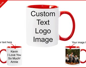 thumbnail interactive-video image 1 of Personalized 11oz Ceramic Coffee Mug - Custom Photo Text Name - Rfagears 1 of 2
