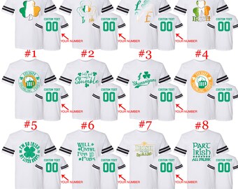 St. Patricks Jersey Shirts Customized Name and Number St Patrick Shirts Irish Day Shirts St Patty's Tees Customized 12 Designs Jersey Shirts