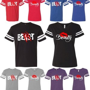 Matching Beauty Beast Couple Shirts His and Hers Couple Matching Jersey Style Tee Shirts Boyfriend Girlfriend Comes as a Set (2 shirts)
