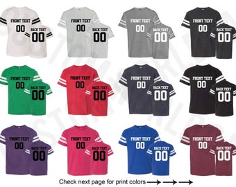 Youth Personalized Football Jersey Team Shirts Name Number Customized Name and Number Tee Custom Jersey Kids Sizes Youth Name Number Tee