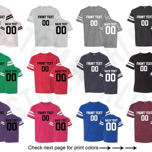Custom Team Name and Number Customized Football Shirt Etsy