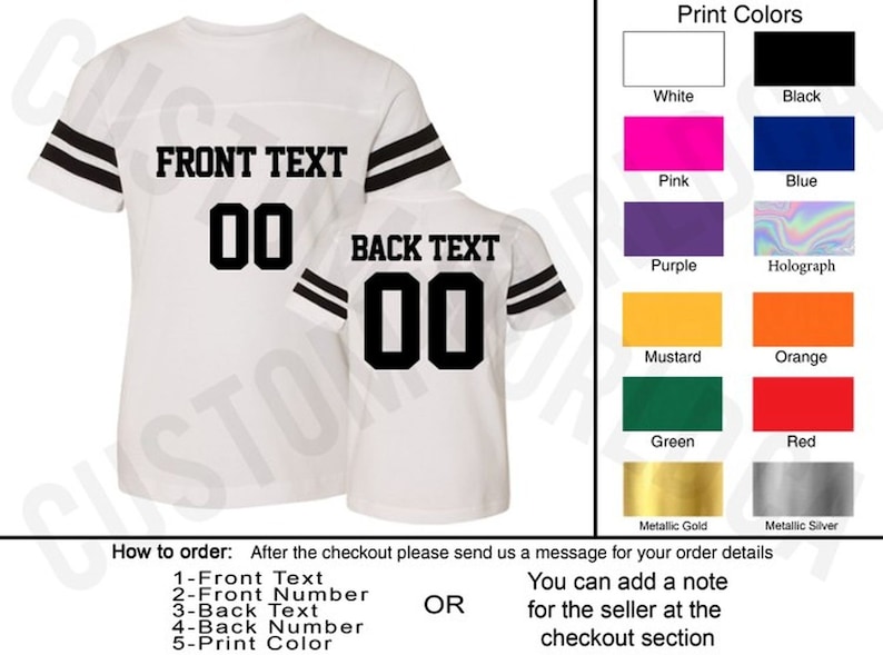 Youth Personalized Football Jersey Team Shirts Name Number Etsy