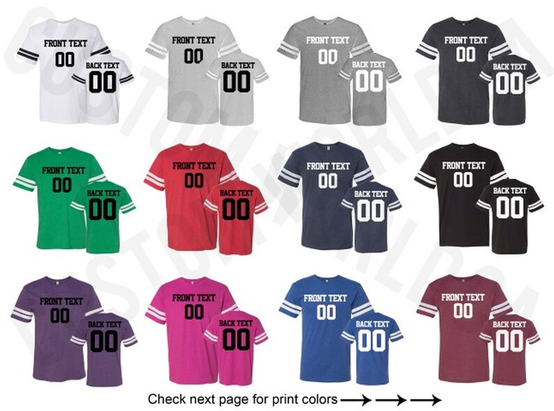 Personalized Football Jersey Team Shirts Name Number Etsy