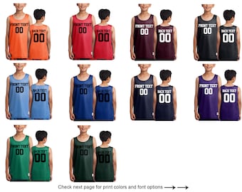 Customized Name and Number Basketball Jersey for Youth Team Shirts Personalized Basketball Tee Custom Jersey  Mesh Reversible Jersey Tank