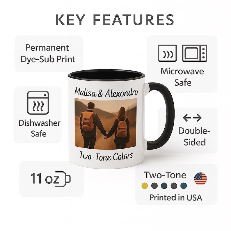 Mug personnalisé Mug personnalisé avec photo et texte Ajoutez votre logo Mug photo avec image et texte personnalisés Mug en céramique de 11 oz Cadeau personnalisé image 2