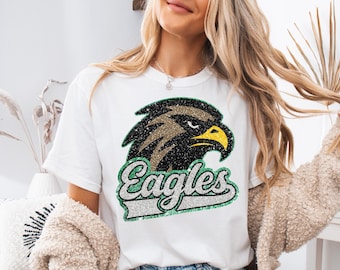 Eagle Mascot Shirt: Black Gold Team Spirit Tee
