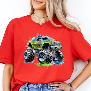 Boys&#39; Monster Truck T-Shirt: Colorful Offroad Smash Truck Tee
