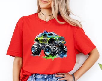 Camiseta de Monster Truck para niño: Camiseta todoterreno colorida con diseño de camión Smash