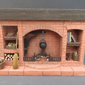 DollHouse Miniature Fireplace Miniature Fireplace, Miniature Brick Fireplace, One Inch Dollhouse, Dollhouse Accessory