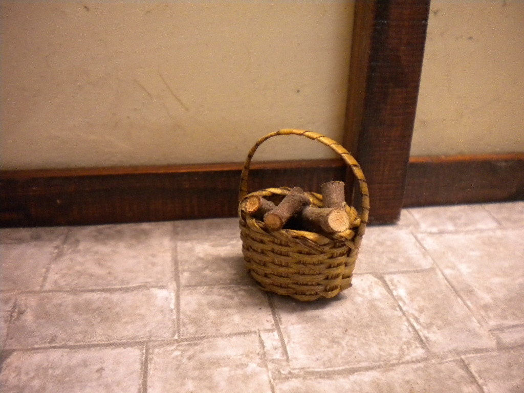 Dolls House Fireplace Log Basket With Handle Etsy
