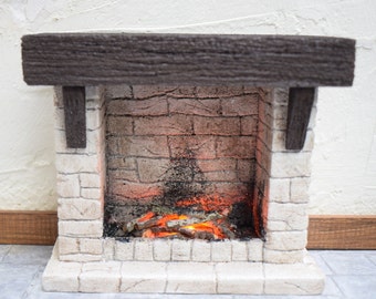 Miniature DollsHouse Fireplace, 1:12 Scale Stone Kitchen Fireplace