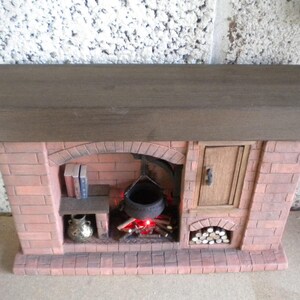 Dolls House Miniature Fireplace 1:12 Scale Colonial, Tudor, Medieval, Cooking, Historical. One Inch Fireplace image 6