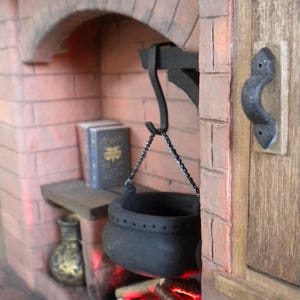 Dolls House Miniature Fireplace 1:12 Scale Colonial, Tudor, Medieval, Cooking, Historical. One Inch Fireplace image 3