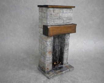 Miniature Doll house  Fireplace Stone  Tudor / Medieval / Cottage / Kitchen Cooking Handmade Dollshouse Accessory