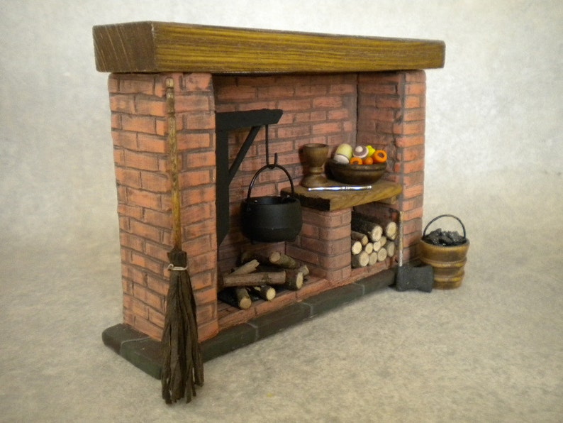 Dollhouse Miniature Kitchen Fireplace Colonial Tudor Etsy