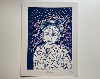 Unfair! Limited edition Linocut print