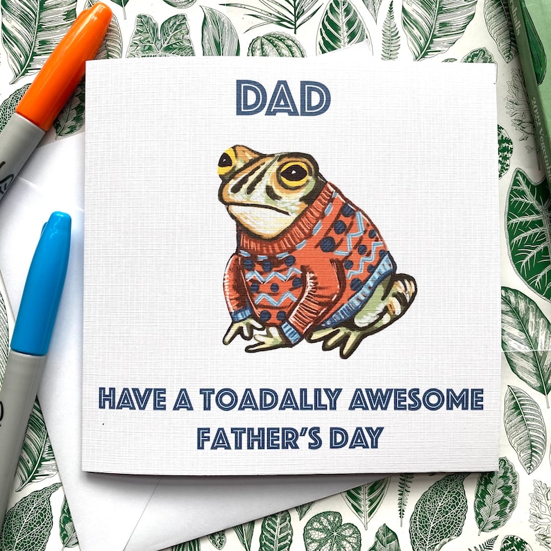 Toad Fathers Day Card, Pun Happy Fathers Day, Have A Toadally Awesome Fathers Day, Toad Lover Card, Cute Card For Dad. image 1