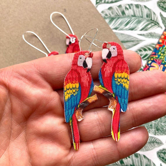Orecchini a pappagallo tropicale orecchini per uccelli - Etsy Italia