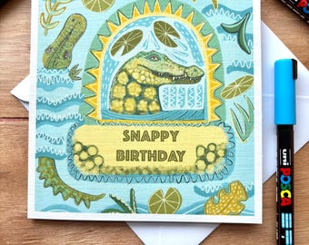 Crocodile Birthday Card: Snappy Pun, Alligator Lover