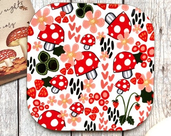 Toadstool Coaster, Mushroom Pattern, Woodland Home Gift