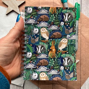 Woodland Animal Notebook, A6 Pocket Notepad, Lined Pad, List Pad, Mini Writing Pad, School Notebook, Small Gift Ideas.