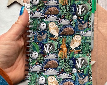 Woodland Animal Notebook, A6 Pocket Notepad, Lined Pad, List Pad, Mini Writing Pad, School Notebook, Small Gift Ideas.