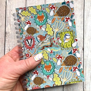 Woodland Wildlife Notebook, Animal Pattern A6 Notepad, List Pad, Mini Writing Pad, Pocket Notebook, School Notes, Handbag Size.