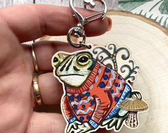 Toad Keyring, Quirky Toad Key Fob, Toads in Jumpers, Toad Lover Gifts, Birthday Gift, Thinking of You, New Home Gift, Amphibian Bag Charm.