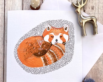 Red Panda Birthday Card, Animal Illustration, Personalised Card