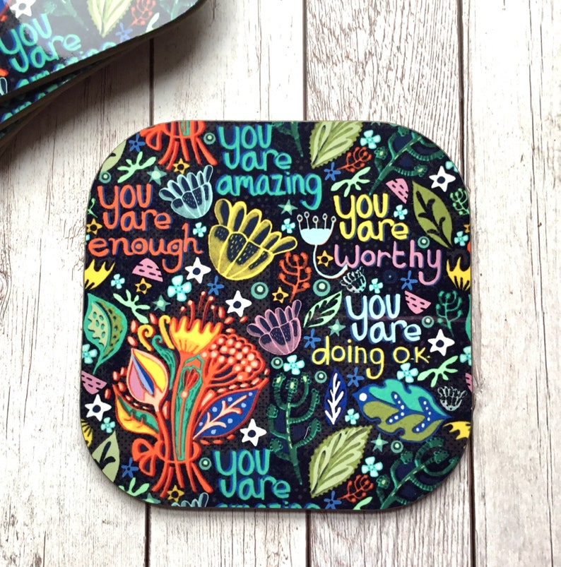 You Are Amazing Coaster, Motivational Quote Coaster, Positive Affirmation Coasters, Thinking Of You, Housewarming Gift, Inspirational Gifts. image 3