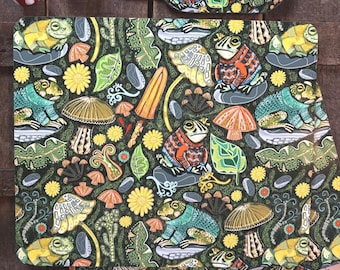 Toad Placemats, Set of Two, Whimsical Toadstool Design