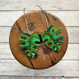 Monstera Leaf Drop Earrings, Leaf Jewellery, Emerald Green, Statement Jewellery, Nature Lover Gift, Best Friend Gift, Unique Birthday Gift. image 10
