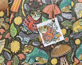 Toad Pattern Gift Wrap Set, Quirky Wrapping Paper.